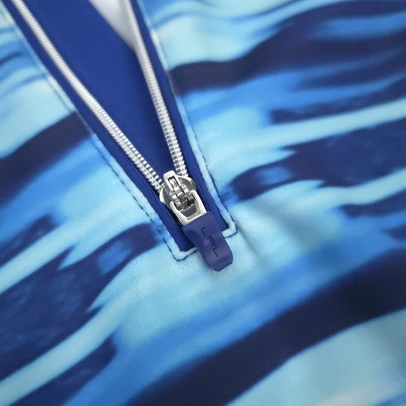 Lauren Ralph Lauren Blue Patterned Women's Work Out Quarter-Zip Pullover S - Picture 6 of 10